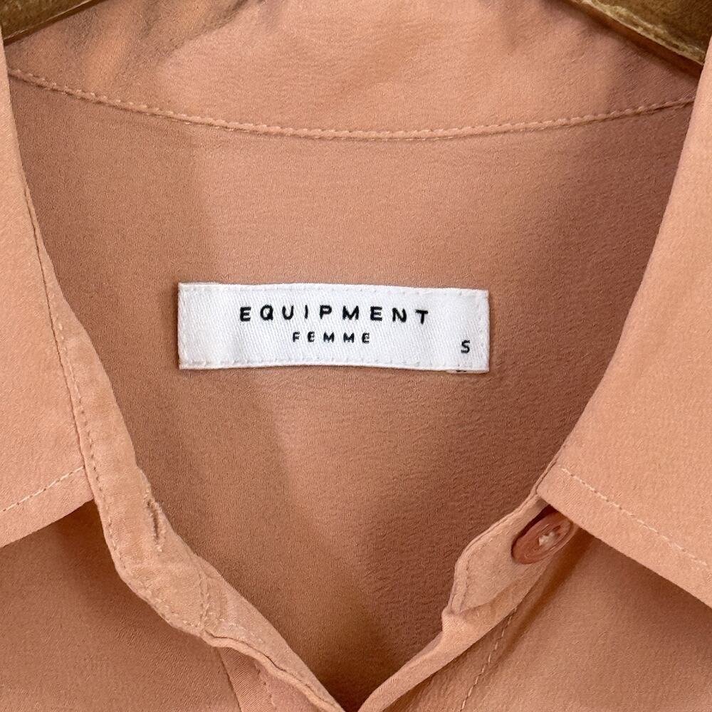 Equipment Silk Blouse Size Small Peach Orange Long Sleeve Button Up Top Shirt - Picture 2 of 11